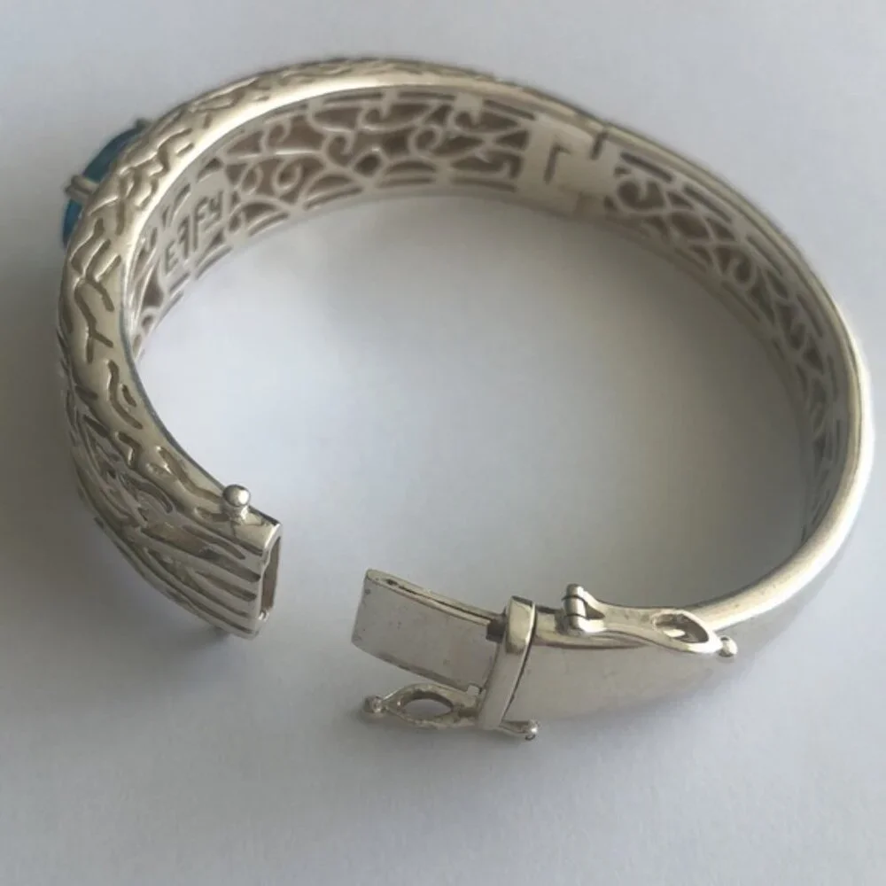 Effy 925 Lagoon Sterling Silver Blue Topaz Bangle, 10.64 TCW